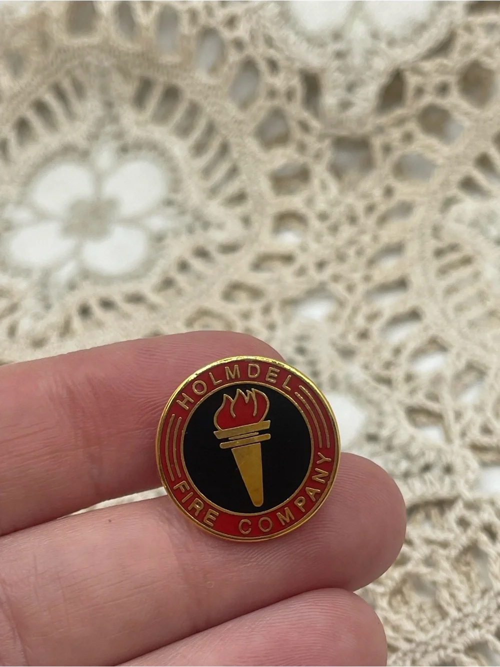 Holmdel Fire Company Enamel Torch Pin - Black & Red‎